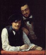 Franz Xaver Winterhalter Self Portrait of the Artist with his Brother, Hermann oil painting on canvas